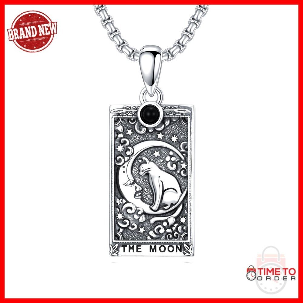 925 Sterling Silver Tarot Card Necklace with Tree of Life Pendant Adjustable